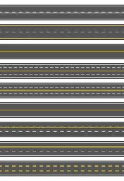 Seamless set of nine different road marking. Top view of horizontal straigh.. Stock Illustration