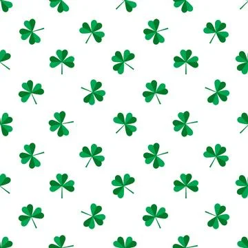 Seamless shamrock clover leaf pattern background. Illustrazione stock