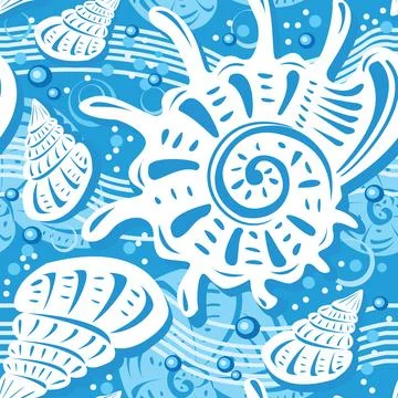 Seamless shell pattern, Beach motives イラスト素材