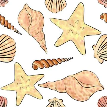Seamless shells Stock Illustration