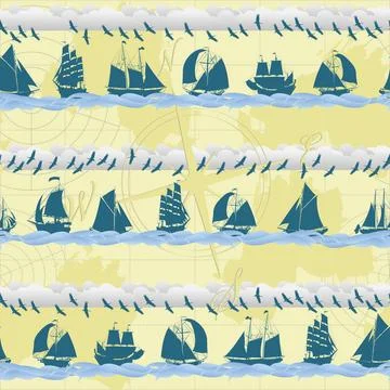 Seamless ships background Seamless pattern with sailing ships Copyright: x... 스톡 사진