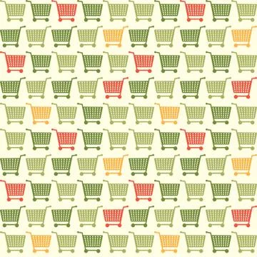 Seamless Shopping Cart Colored Pattern Stock Illustration