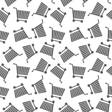 Seamless Shopping Cart Pattern Background Stock Illustration