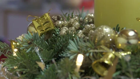 Seamless shot of a decorated table Christmas wreath Stock Footage 100631448