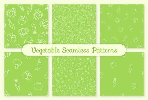 Seamless silhouette vegetable pattern vector set Stock Illustration