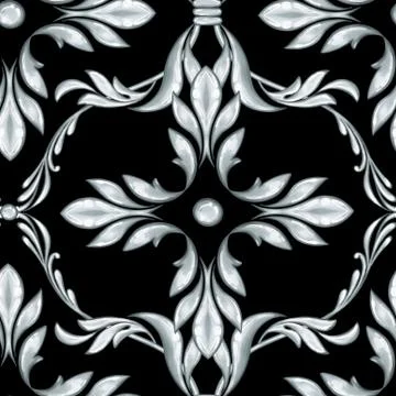 Seamless silver baroque pattern Stock Illustration