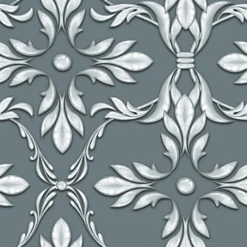 Seamless silver baroque pattern 스톡 일러스트