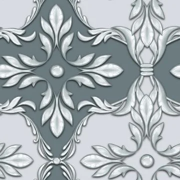 Seamless silver baroque pattern Stock Illustration