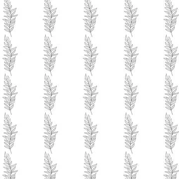 Seamless Silver Leaf Line Pattern Stock Illustration