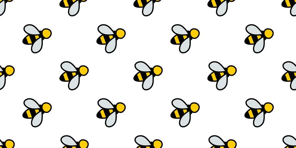 Seamless simple bee icon pattern, repeats vertically and horizontally 스톡 일러스트