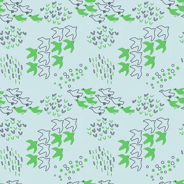 Seamless simple birds pattern Stock Illustration