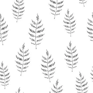 Seamless simple black dots leafs stamp pattern background , greeting card or  스톡 일러스트