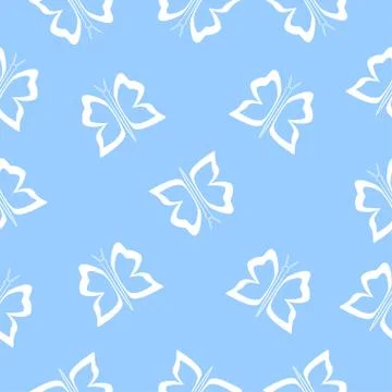 Seamless simple butterfly pattern. Stock Illustration