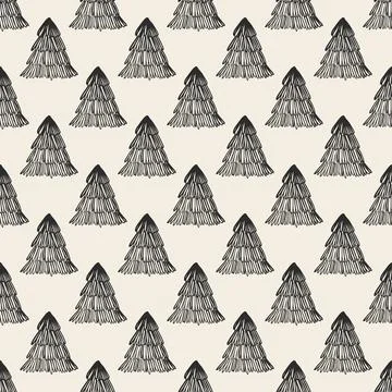 Seamless simple christmas event pattern background with monochrome hand draw  Stock Illustration
