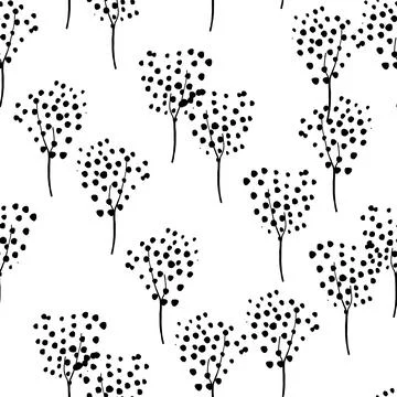 Seamless simple dot tree pattern background , greeting card or fabric Stock Illustration