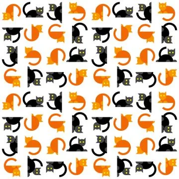 Seamless simple flat cats pattern イラスト素材