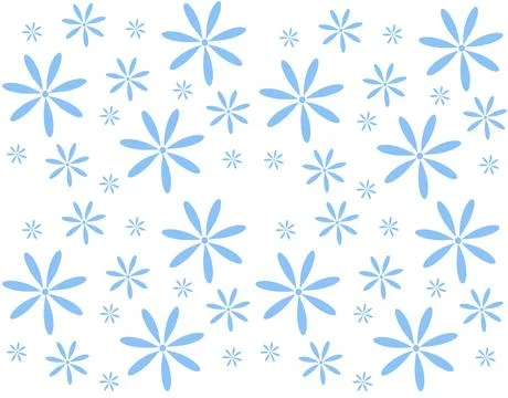 Seamless simple flat pattern with light blue spring flowers on a white Stock Illustration