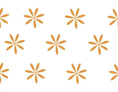 Seamless simple flat pattern with orang spring flowers on a white background. Stock Illustration