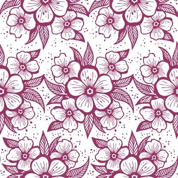 Seamless simple floral pattern with purple and white flowers, texture, design Stock-Illustration
