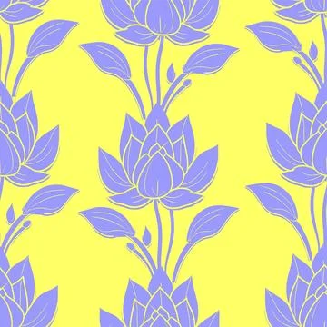 Seamless simple floral pattern with yellow and blue flowers, texture, design 스톡 일러스트