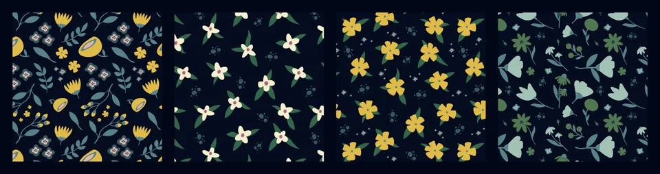 Seamless Simple Flower Patterns Illustrazione stock