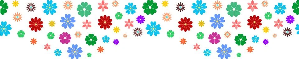 Seamless Simple flower vector border on white isolated background. Stock Illustration