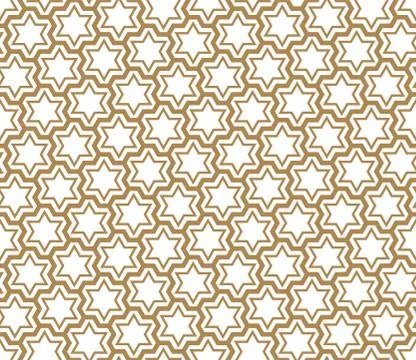 Seamless simple geometric pattern with six-pointed stars and hexagons. Stock Illustration
