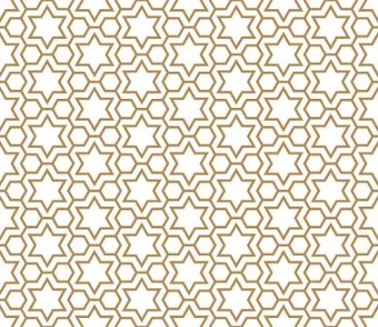 Seamless simple geometric pattern with six-pointed stars and hexagons. 스톡 일러스트