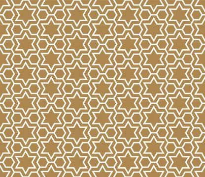 Seamless simple geometric pattern with six-pointed stars and hexagons. Stock Illustration
