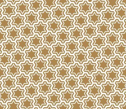 Seamless simple geometric pattern with six-pointed stars and hexagons. Stock Illustration