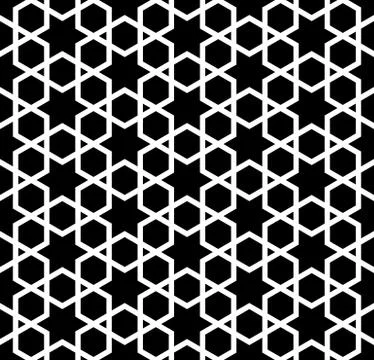 Seamless simple geometric pattern with six-pointed stars and hexagons. Stock Illustration