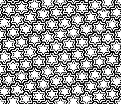 Seamless simple geometric pattern with six-pointed stars and hexagons. Stock Illustration