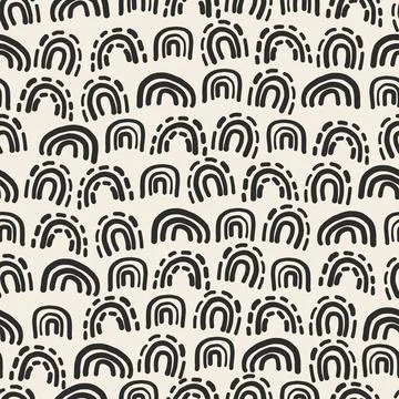 Seamless simple hand draw line art from geometry shape  pattern background Stock Illustration