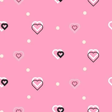 Seamless simple hearts spotted pattern. Valentine pink all over print. Abstract Illustrazione stock