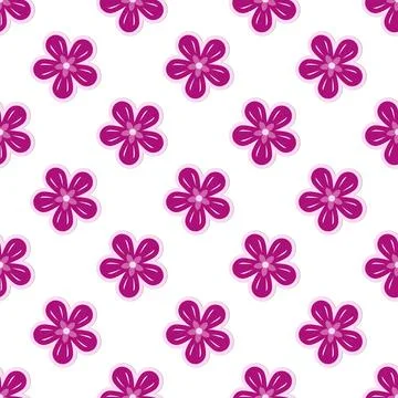 Seamless Simple Magenta Floral Pattern Stock Illustration