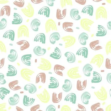 Seamless simple multicolour hand draw curve line pattern background Stock Illustration