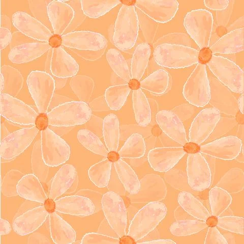 Seamless simple orange flowers pattern background , greeting card or fabric Stock Illustration