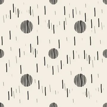 SEAMLESS SIMPLE PATTERN BACKGROUND WITH MONOCHROME HAND DRAW POLKA DOT AND LI Stock Illustration
