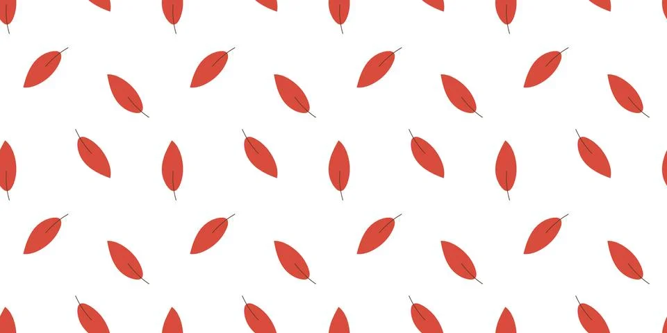 Seamless simple pattern with red leaves. Minimalist spring or autumn illustra Stockillustratie