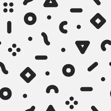 Seamless simple pattern in retro memphis style, fashion 80s - 90s. Abstract Stock Illustration