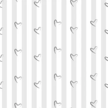 Seamless simple pattern on stripe background with doodle heart , valentine ca Stock Illustration