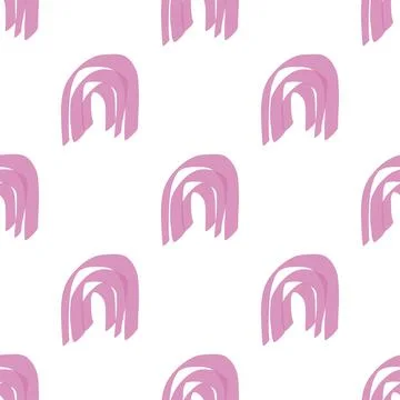 Seamless simple pink hand draw curve shape pattern background Illustrazione stock
