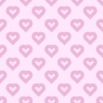 Seamless simple pink heart shape with shading  pattern background , kids patt Stock Illustration
