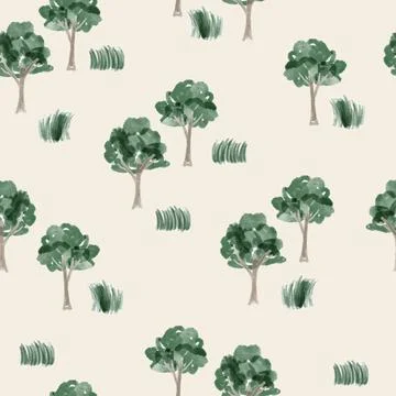 Seamless simple tree pattern background , greeting card Stock Illustration