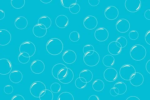 Seamless Simple Vector Bubbles at blue background Stock Illustration