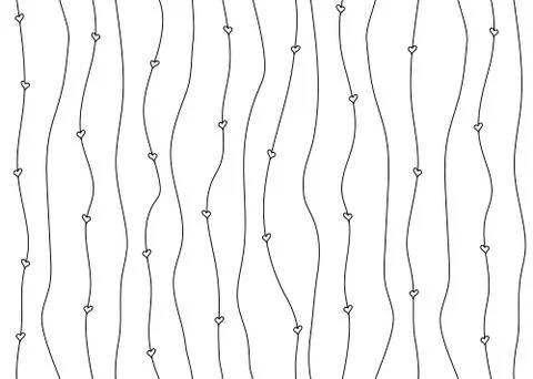 Seamless simple vector outline striped endless ornament with hearts Stock Illustration