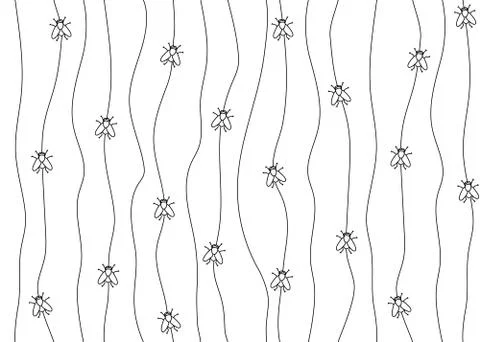 Seamless simple vector outline striped endless ornament with flies Stock Illustration