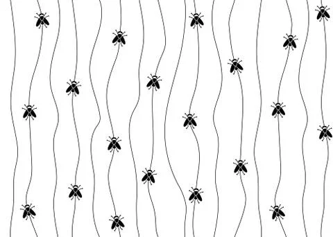 Seamless simple vector outline striped endless ornament with flies Stock Illustration