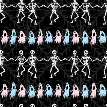 Seamless skeleton pattern Stock Illustration