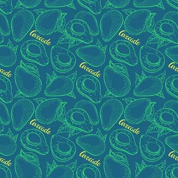 Seamless sketch avocado Stock Illustration
